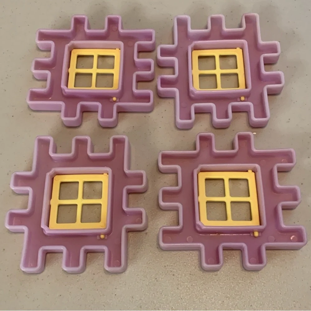 Vintage Little Tikes Wee Waffle Blocks Window Replacement Lot Purple Yellow Open